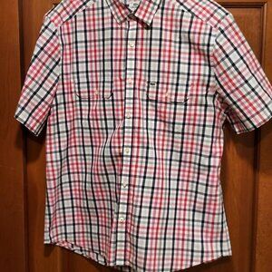 Lacoste Men’s short sleeve plaid button down shirt